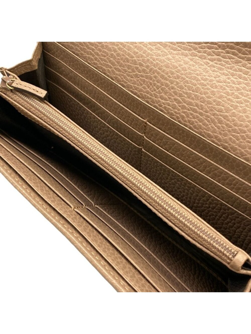 Gucci Wallet GG Marmont Double Bicolor Continental Light Brown Leather - Picture 4 of 7